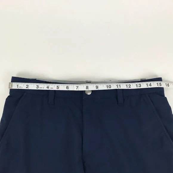 Adidas Flat Front Chino Shorts Men's Size 30 Navy Blue Polyester Blend Pockets - Picture 10 of 11